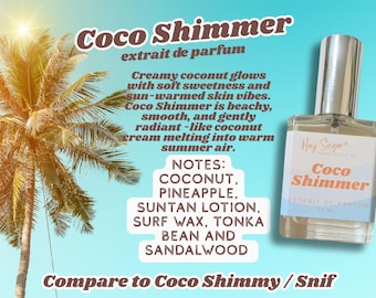 Coco Shimmer Perfume Inspired by Snif Coco Shimmy | Coconut Pineapple Sunscreen Perfume | Beach Summer Scent | Sandalwood Tonka Fragrance