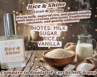 Rice & Shine Parfym | Söt Risvaniljmjölk | Mysig Laktonisk Gourmand | Mjölkig Sockerkomfortdoft | Mjuk Krämig Parfym 15ml | Prover