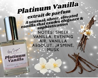 Platinum Vanilla Perfume – Sheer Vanilla, Night Jasmine, Golden Musk, Sultry Vanilla Perfume, perfume samples, gift for her, non gourmand