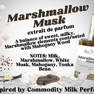 Marshmallow Musk Parfüm - zu vergleichen mit Milch Parfüm - cremige Moschus Gourmand, süßer Duft, unisex Parfüm, Geschenk für sie, Parfümproben