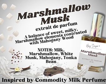 Marshmallow Musk Perfume - Compare to Milk perfume - creamy musky gourmand, sweet fragrance, unisex perfume, gift for her, perfume samples