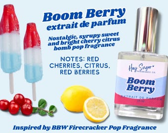 Boom Berry Perfume - Bomb pop-doft, inspirerad av Firecracker Pop BBW - söt körsbärs-citrus-isglassdoft, present till henne, parfymprov