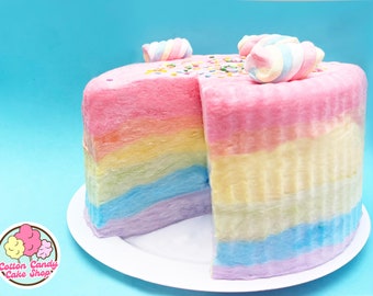 Rainbow Cotton Candy Birthday Cake: Perfect for Delicious Candyland Parties, Gender Reveal, Baby Shower, Sweet 16, Gluten & peanut free cake