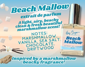 Beach Mallow Perfume - Inspired by Marshmallows on the Beach - dupe fragrance- gourmand perfume, gift for her, perfume samples, 15 ml