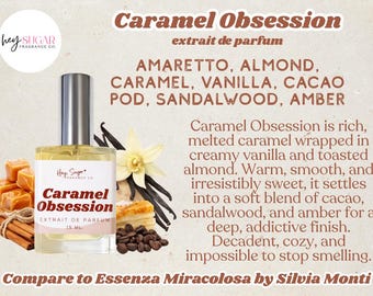 Perfume Caramel Obsession – Fragancia de almendra dulce, caramelo y vainilla – Perfume cálido y gourmand – Aroma acogedor a postre – Perfume asequible