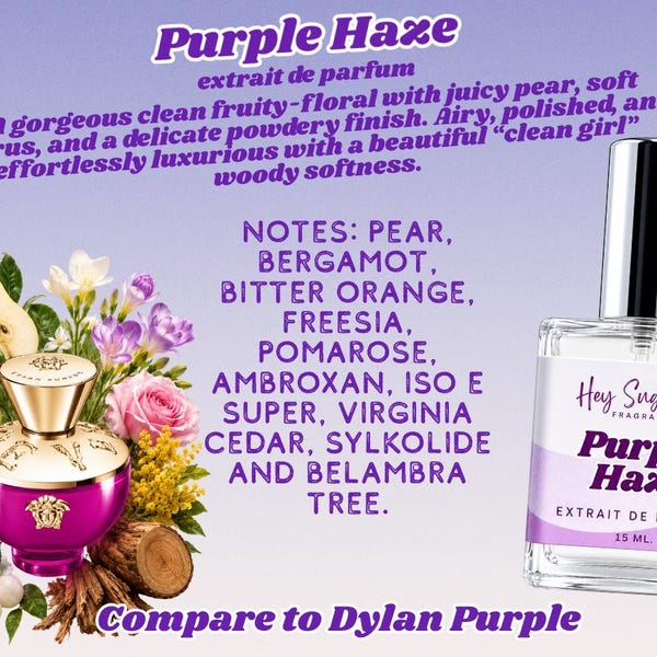 Purple Haze Perfume - Dylan Purple twin - Clean Girl Perfume • Fruity Floral Musk • Pear & Soft Woods • Affordable Perfume