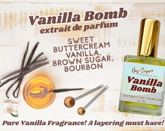 Vanilla Bomb Perfume - Rich Buttery Vanilla, gourmand vanilla, layering vanilla, sweet perfume, perfume samples, gift for her, dessert scent