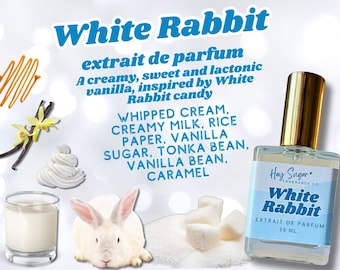 White Rabbit Perfume - Creamy Vanilla Fragrance, Lactonic, Sweet Milky Perfume, Inspired by the candy, gift for her, perfume samples