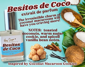Coconut Macaroon Cookie Perfume - Besitos de Coco - gourmand coconut cookie fragrance, gift for her, layering perfume, bakery fragrance