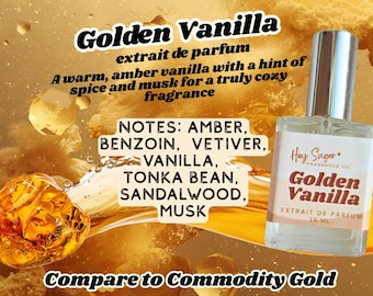 Golden Vanilla Perfume - Amber Vanilla, Gold Fragrance, Luxury Vanilla Fragrance, Affordable Perfume, Gift for her, Fall Winter Fragrance