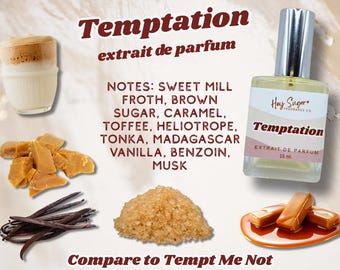 Temptation Perfume | Caramel Toffee Vanilla Musk | Sweet Gourmand | Creamy, Sweet, Lactonic Musk | Gift for her, perfume samples, fall scent
