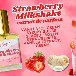 Strawberry Milkshake Perfume - fruity and creamy gourmand fragrance, strawberry vanilla fragrance, git for her, perfume sample available