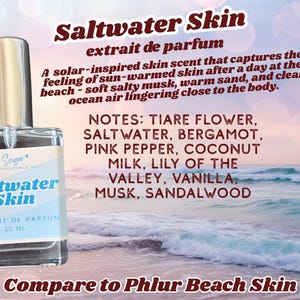 Saltwater Skin Perfume - Beach Skin Fragrance - Clean Girl Scent, Summer Vibe, Skin Perfume, Warm Perfume, Gift for her, Perfume Samples