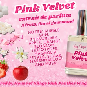 Pink Velvet Perfume - An Inspired by perfume, pink feline type - Fruity Fresh Gourmand, Gift for her, Perfume Samples, Vegan Perfume
