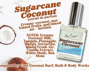 Sugarcane Coconut Perfume | Coconut Fragrance, Tropical Perfume, Vegan & Natural, Cruelty-Free, Summer Scent, Gift for Her, Beach Perfume