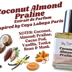Coconut Almond Praline Perfume - Inspired by a Paris gourmand perfume, coconut almond fragrance, gift for her, Dupe Perfume, Niche Perfume