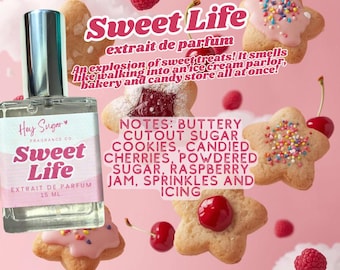 Sweet Life Perfume - Cherry Raspberry Sugar Gourmand- Candy Cookie Fragrance - Bakery Scent - Gift under 20 - Sweet Perfume - perfume sample