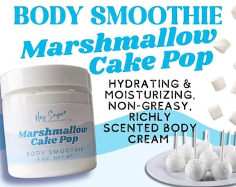 Marshmallow Cake Pop Body Smoothie - Rich, hydrating body cream, marshmallow vanilla cake, buttercream scent, non-greasy, gift for her