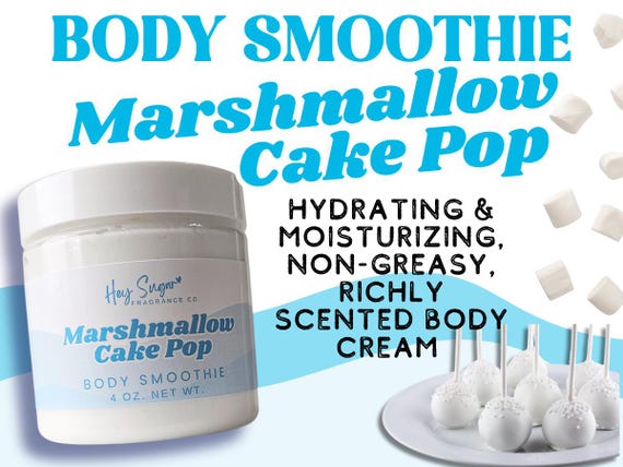 Marshmallow Cake Pop Body Smoothie - Rich, hydrating body cream, marshmallow vanilla cake, buttercream scent, non-greasy, gift for her