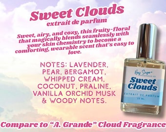 Perfumy Sweet Clouds – owocowo-kwiatowo-gourmand – porównaj z zapachem Cloud – perfumy warstwowe – prezent dla niej – zapach Clean Girl – próbki