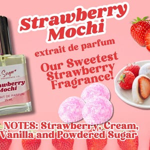 Strawberry Mochi Perfume - The sweetest strawberry fragrance - fruity gourmand perfume, clean perfume, gift for her, coquette perfume