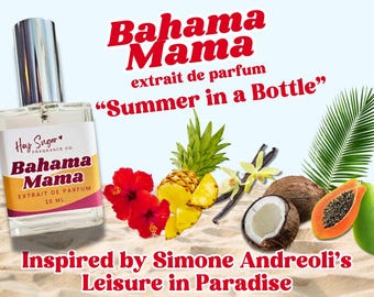 Bahama Mama Perfume - Inspired by a Vacation type Fragrance - Tropical Gourmand Perfume, Fruity coconut, papaya pineapple, summer scent