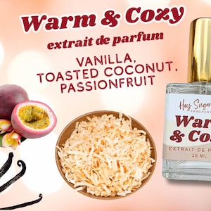 Warm & Cozy Perfume - Toasted Coconut, Vanilla, Passionfruit Perfume, Gourmand perfume, sweet perfume, cozy fragrance, fall gourmand, gift