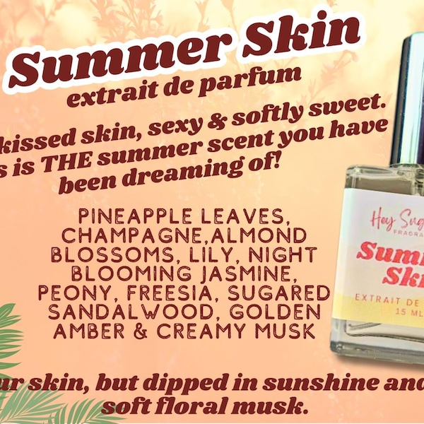 Zomerhuidparfum | Zonovergoten, bloemige lichaamsgeur | Nisgeur voor dames | Champagne-amandel-muskus | Zachte vrouwelijke parfumnevel