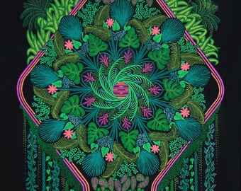 Tropicandala - Matted Print, Original Wall Art, Home Decor, Ink Drawing, Colorful Artwork, Unique Gifts, Holiday Gifts, Tropical Art, Beach