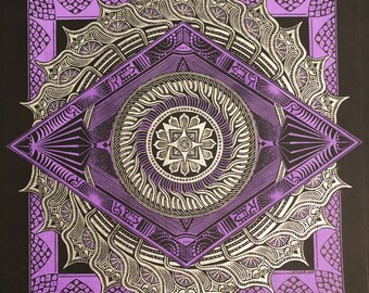 Breakthrough - Matted Print, Original Wall Art, Home Decor, Ink Drawing, Colorful Artwork, Unique Gifts for Grads, Dads, and Moms, Purple