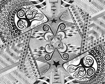 The Original - Matted Print, Original Wall Art, Home Decor, Ink Drawing, Colorful Artwork, Unique Gifts for Grads, Dads and Moms, Line Work