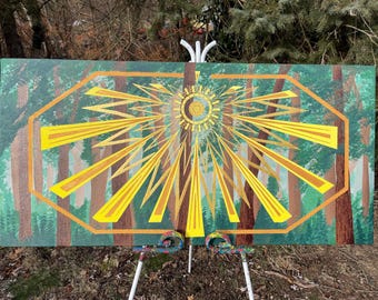 See the Forest for the Trees - Matted Print, Original Wall Art, Home Decor, Ink Drawing, Colorful Artwork, Unique Gifts, Woodsy, Psychedelic