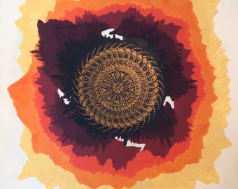 Misty Mountain Morning - Matted Print, Original Wall Art, Home Decor, Ink Drawing, Colorful Artwork, Unique Gifts for Grads and Moms, Nature