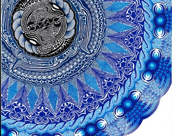 No Reservations - Matted Print, Original Wall Art, Home Decor, Ink Drawing, Colorful Artwork, Unique Gifts for Grads and Moms, Ocean, Nature