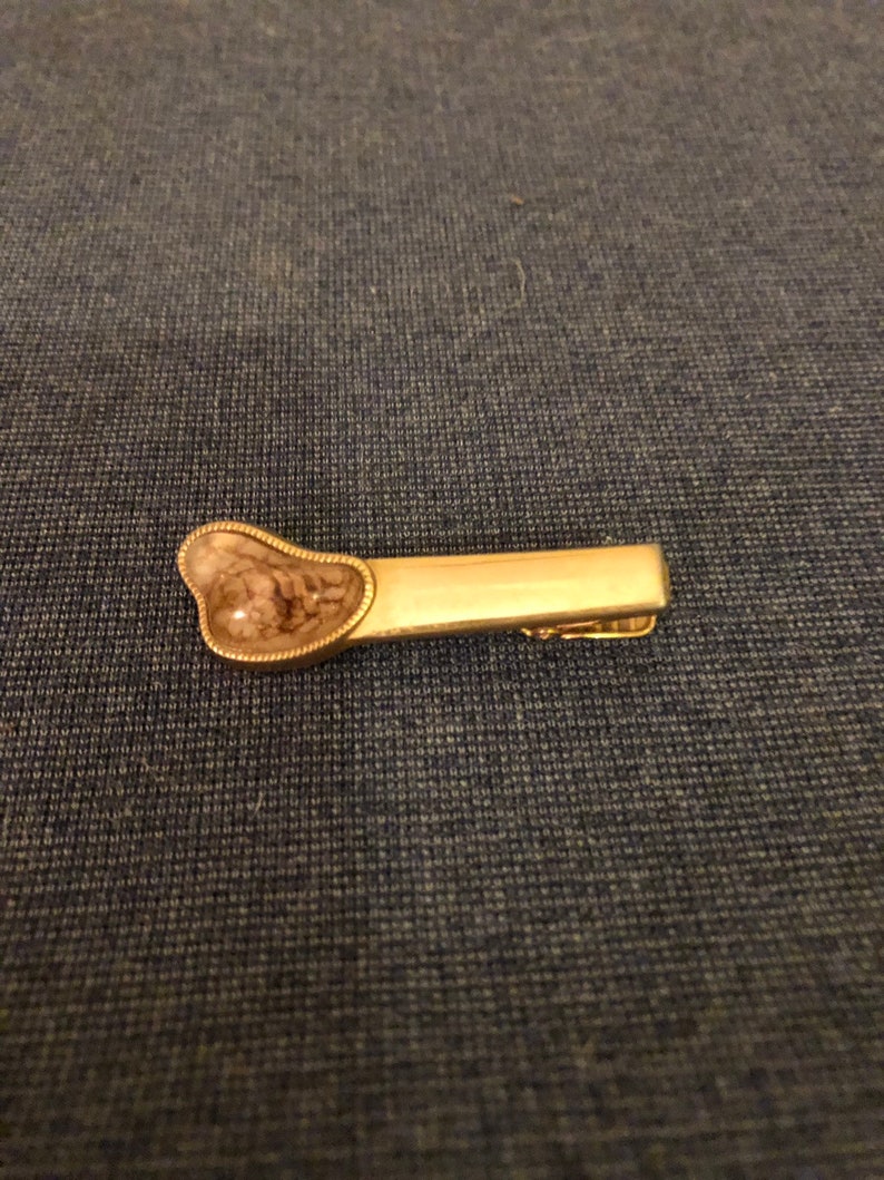 Vintage Gold Tie Bar with Inset Stone