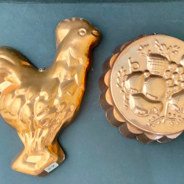 Vintage Copper Molds - Rooster, Fruit Tray