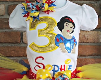Snow White Inspired Birthday Outfit,Snow White Inspired Shirt,Snow White Inspired Tutu Set,Princess Birthday Outfit