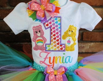 The Care Bears Inspired Birthday Outfit,Care Bears Birthday Outfit,Care Bears Shirt,Cheer Bear and Birthday Bear Care Bear Tutu Set,Girls