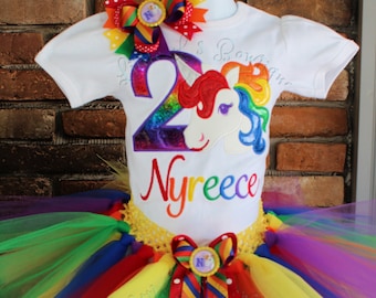 Rainbow Unicorn Birthday Outfit Girls,Rainbow Unicorn Bday Outfit,Unicorn Tutu Set,Unicorn Birthday Tutu,Rainbow Tutu Set Girls,Unicorn Baby