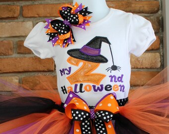 Halloween Outfit Girls,My 2nd Halloween,Babys 2nd Halloween,My 2nd Halloween Shirt,2nd Halloween Outfit,Babys Witch Halloween tutu Set