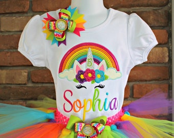 Rainbow Unicorn Birthday Outfit Girls,Rainbow Unicorn Birthday Shirt,Neon Rainbow Unicorn Outfit,Unicorn Tutu,Unicorn Party,Unicorn Bday