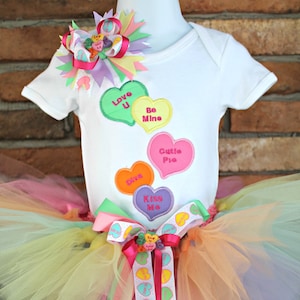 Valentine&#39;s Day Outfit,Girls V-day outfit, Valentines Shirt ,My 1st Valentine&#39;s Day Shirt,  Hearts Shirt, Conversation Heart Tutu Set