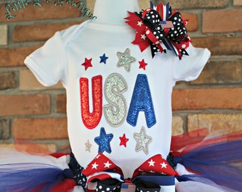 Patriotic Girls Outfit,4th of July Tutu Outfit,USA Girls Outfit,Red White Blue, Independence Day Outfit,America Tutu Outfit,Fourth Of July,