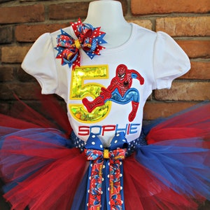 Superhero Birthday Tutu Set,Spiderman Inspired Birthday Tutu Set,Girls Spider-Man Birthday Outfit,Spider Man Birthday Shirt,Superhero