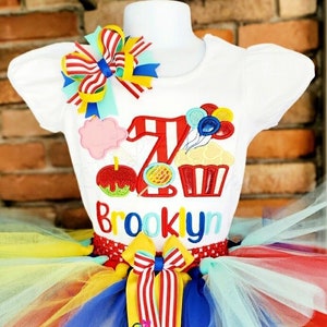 Carnival Birthday Tutu Set,Circus Birthday Tutu Set,Carnival Shirt,Carnival Birthday Outfit,Fair Birthday,Circus Shirt,Candyland,Embroidered