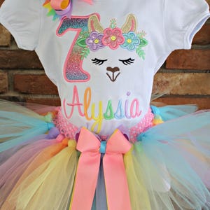 Llama Birthday Outfit, Pastel Llama Birthday Tutu Set,Llama Birthday Shirt,Unicorn Birthday Shirt, Smash Cake, Girls Birthday Tutu Set,Baby