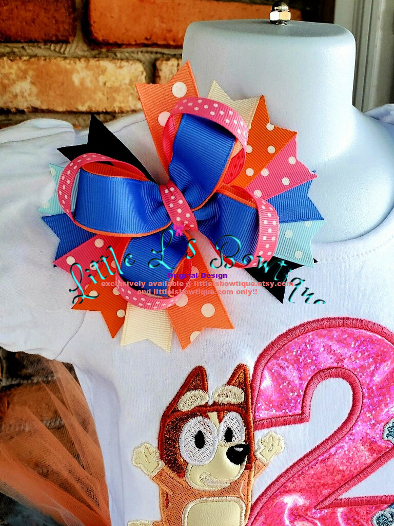 Embroidered Blue Dog Birthday Set