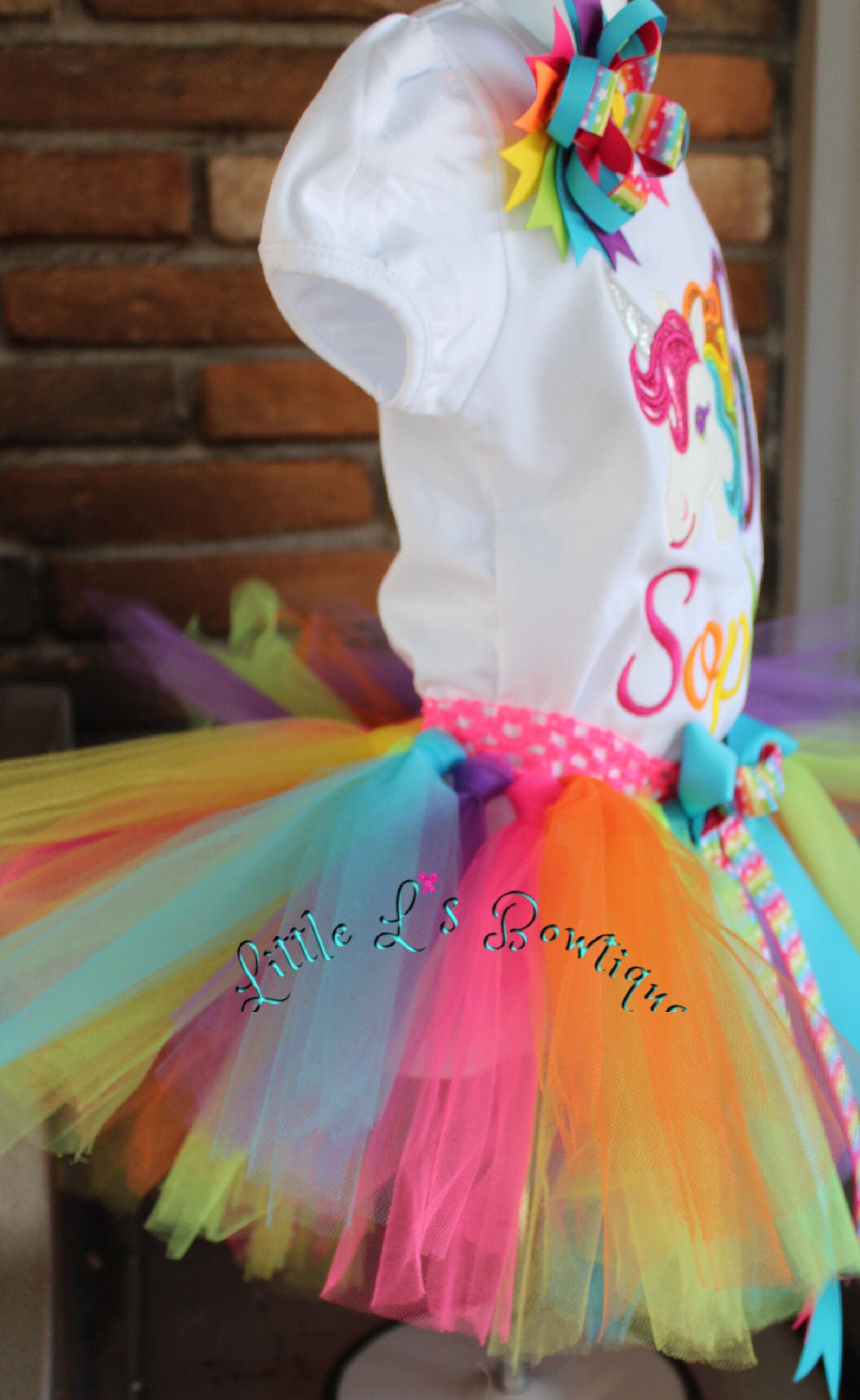 One-Shoulder Girls Rainbow Unicorn Jumpsuits main image 1