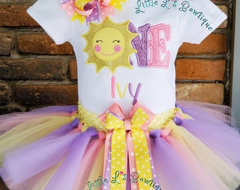 Sunshine Birthday Outfit, First Trip Around the Sun, Sun Birthday Shirt, Sunny One Birthday Tutu Set,Sun Shirt, Sunshine One Birthday Shirt