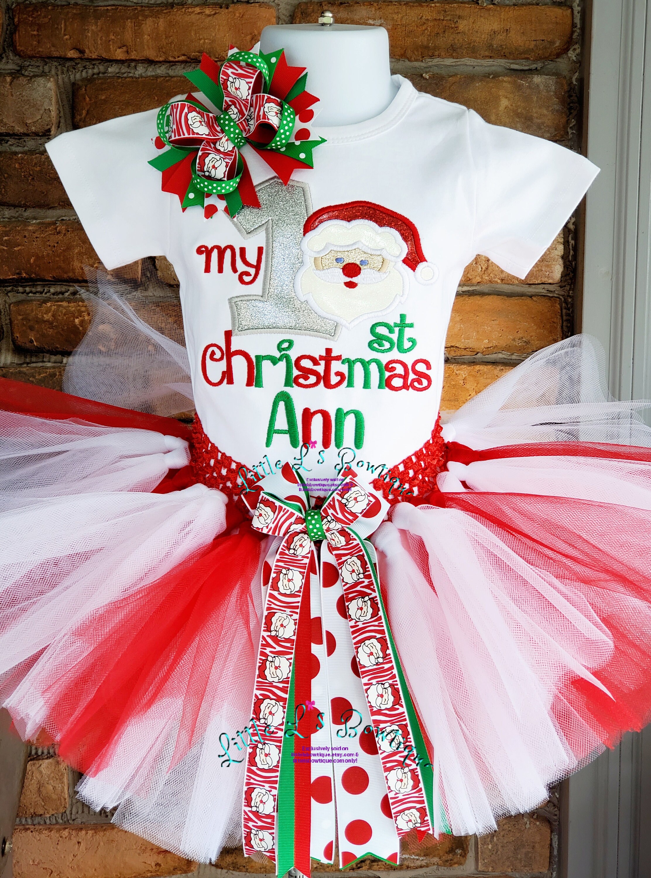 my first christmas tutu dress My 1st Christmas Romper Dress